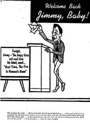 Cartoon of James Baldwin - “Color Him Funny,” Display Ad 23 (No Title), Chicago Defender, March 16, 1964.