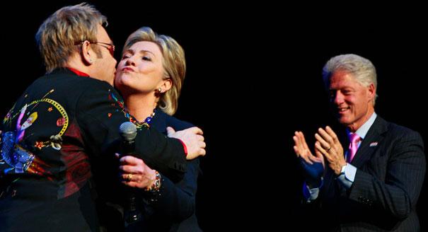 Hillary Bill and Elton John
