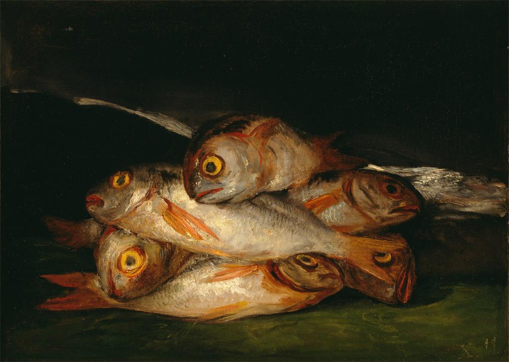 Goya, Still Life with Golden Bream, 1808-12. Oil on canvas, 17 5/8 x 24 5/8”. The Museum of Fine Arts, Houston.