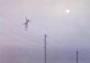 bike on telegraph wires