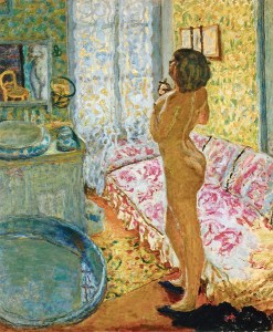 bonnard, 1908, Nu à contre-jour (or Le Cabinet de toilette au canapé rose or L’Eau du Cologne), 1908; Musées royaux des Beaux-Arts de Belgique, Bruxelles