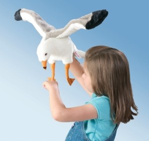 girl with pet seagull
