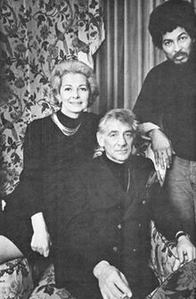 Leonard Bernstein, his wife Felicia Montealegre, and Don Cox, Field Marshal of the Black Panther Party. In Bernsteins’ penthouse on Park Avenue, 1970. Source: New York magazine article "Radical Chic: That Party at Lenny’s" by Tom Wolfe