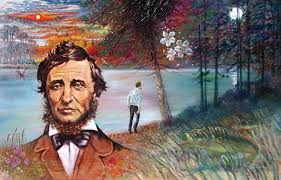John Lautermilch, painting of Henry David Thoreau as if by the shores of Walden Pond