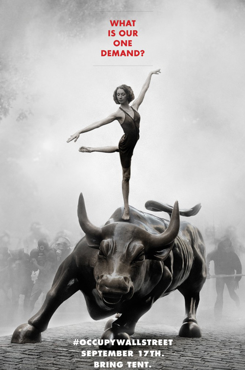 The Ballerina and the Bull, Adbusters poster - Occupy Wall Street