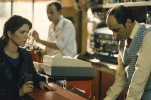 The great French filmmaking team of Agnés Jaoui and Jean-Pierre Bacri in Un Air de Famille, directed by Cédric Klapisch, 1996. (English title: Family Resemblances)