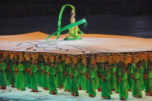 Fourteen thousand Chinese performers adorned with 15,153 different types of costumes perform during the opening ceremony of the 2008 Olympic Games in Beijing, China, Aug. 8, 2008. (U.S. Army photo by Tim Hipps/Released)