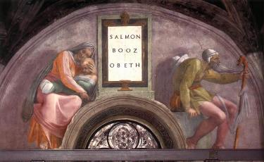 Michelangelo, Sistine Chapel, Ceiling, Lunette - Salmon, Booz, Obeth
