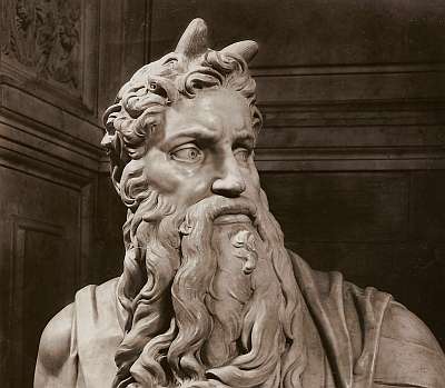 Michelangelo statue of Moses with horns (commissioned by Pope Julius II for his tomb)
