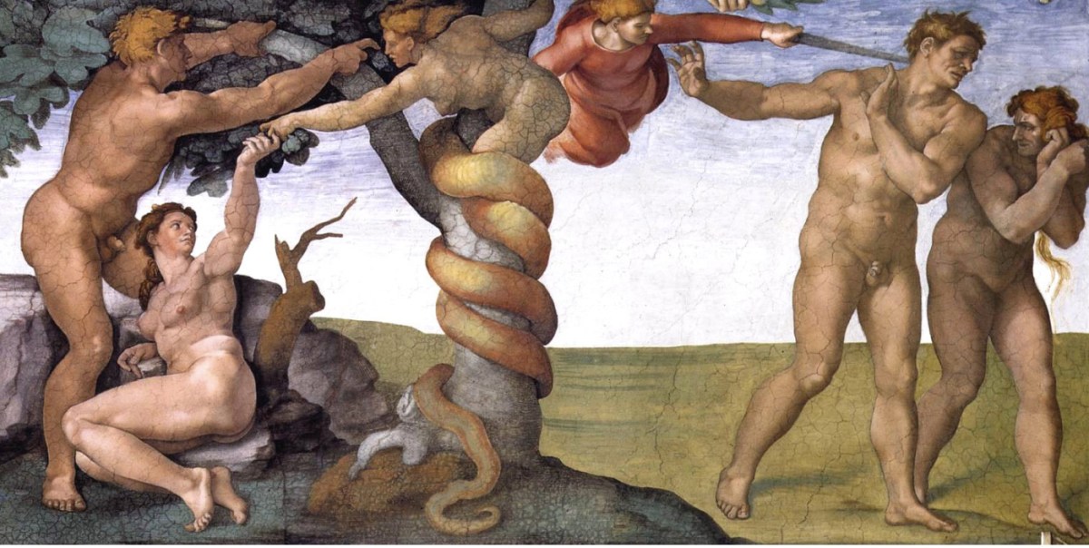 Michelangelo, Sistine Chapel, Ceiling, The Temptation and Expulsion
