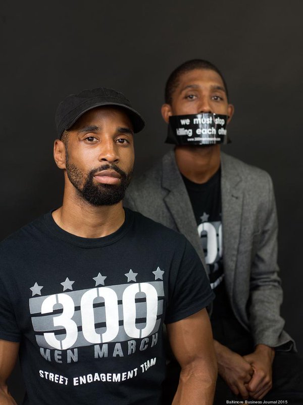 300 Men March co-founders Munir Bahar (left) and Baltimore City Councilman Brandon Scott - Baltimore Business Journal