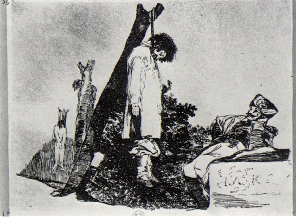Francisco Goya, “Y no hai remedio” (It can’t be helped), number 15 of Los desastres de la Guerra (The Disasters of War), a series of 80 aquatint prints created by Francisco Goya in the 1810s. In the collection of el Museo del Prado.