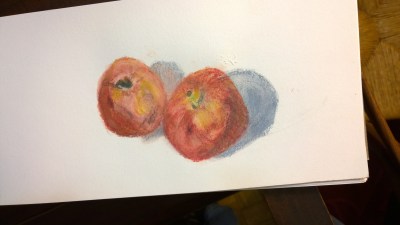Apples with some of surround 4, water-soluble pastels, 6 Feb 2017, by Willlam Eaton