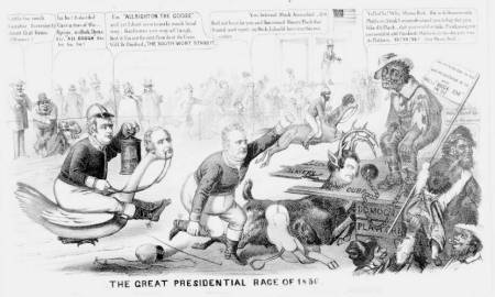The Great Presidential Race of 1856, cartoon from HarpWeek collection of American political prints, 1766-1876