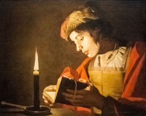 Matthias Stom, A Young Man Reading at Candlelight, Nationalmuseum, Stockholm