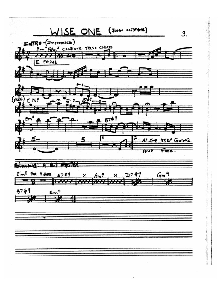 John Coltrane, "Wise One" score