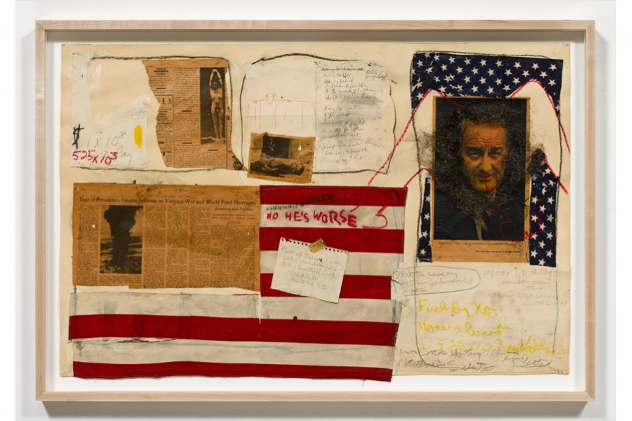 LBJ (Lyndon Johnson), collage by Judith Bernstein, 1968 (in Whitney Portrait Show, 2017)