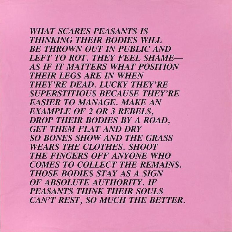 Jenny Holzer, What Scares Peasants, from Inflammatory Essays, 1979